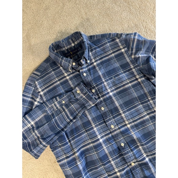 Ralph Lauren Other - Ralph‎ Lauren Indigo Oxford Shirt Mens Large Blue Plaid Long Sleeve Button-Down
